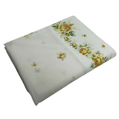 Springmaid Floral Twin Flat Sheet Country Cottage Core Yellow Roses Vintage