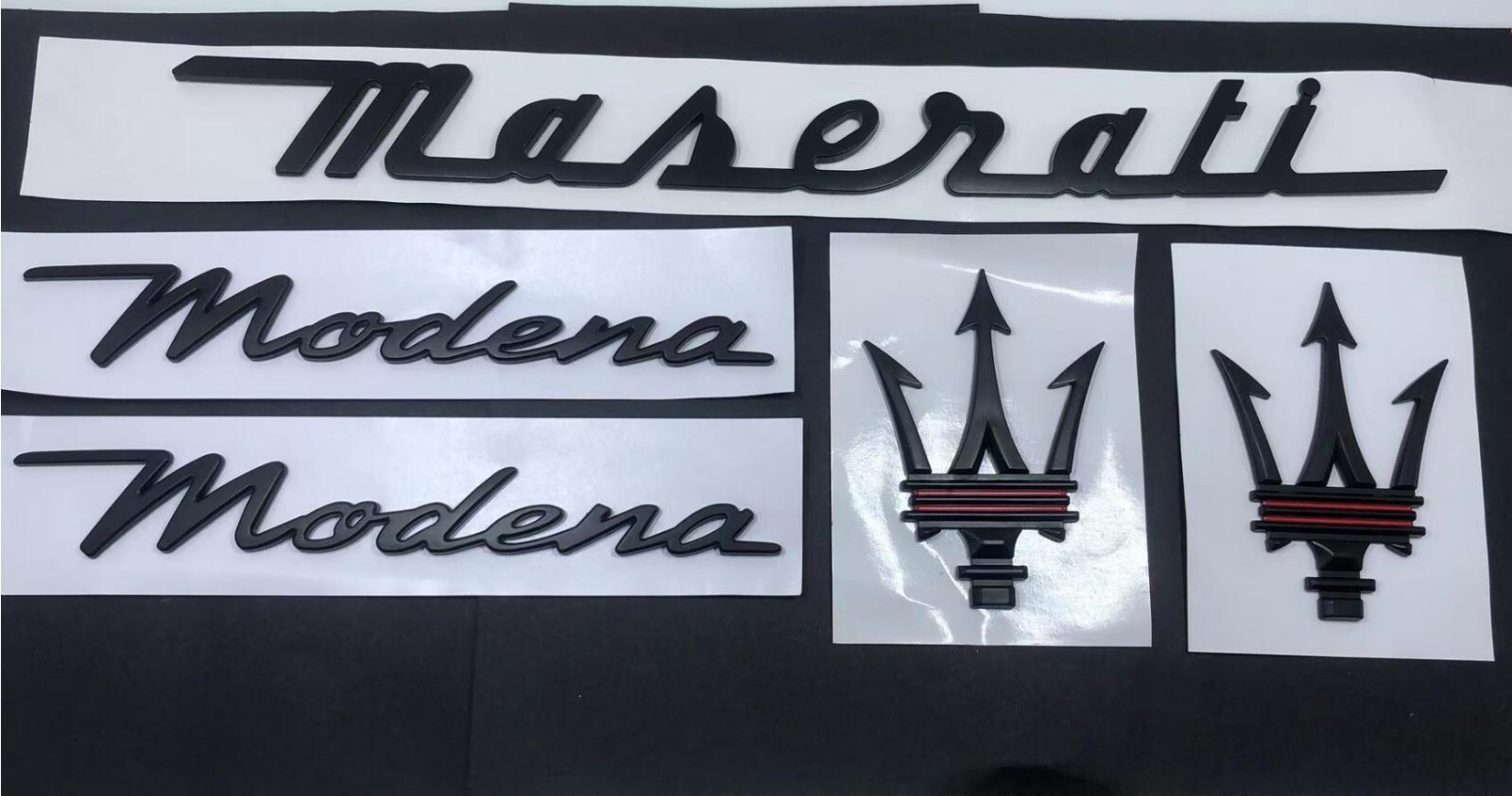 5 pezzi per Maserati Modena lettera parafango emblema laterale targhetta nero opaco