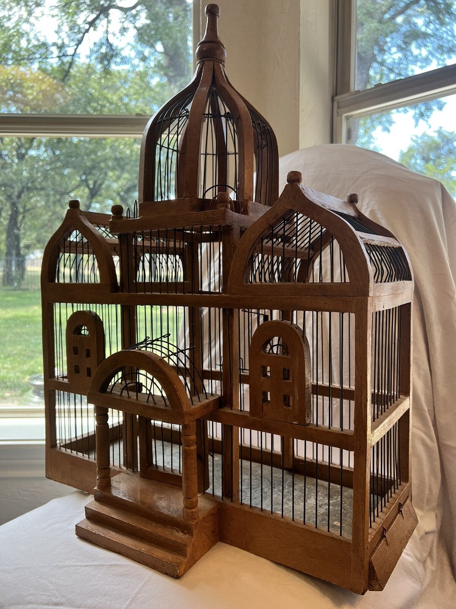 Antique Bird Cage Victorian Style Bird House Wooden & Wired w