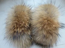 Women's Real Best Raccoon Fur Cuffs Sleeves Match Coat Jacket Natural brown