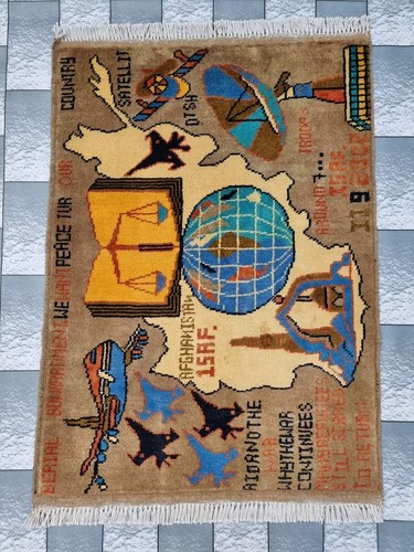 Handmade Afghan Vintage War Rug Historical War Rug Wool Area Rug Size 80x60 cm - Picture 3 of 10