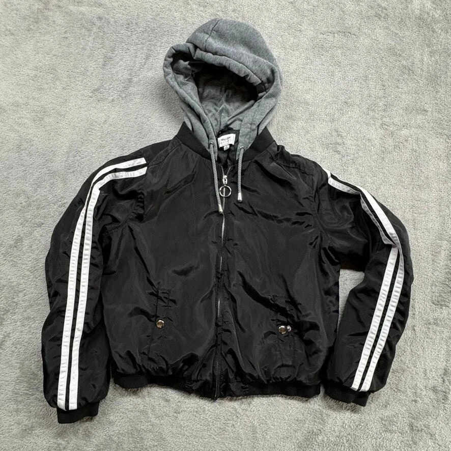 New Look Supreme Veste Femme Grand Manteau Noir à Capuche Coupe Vent Gris