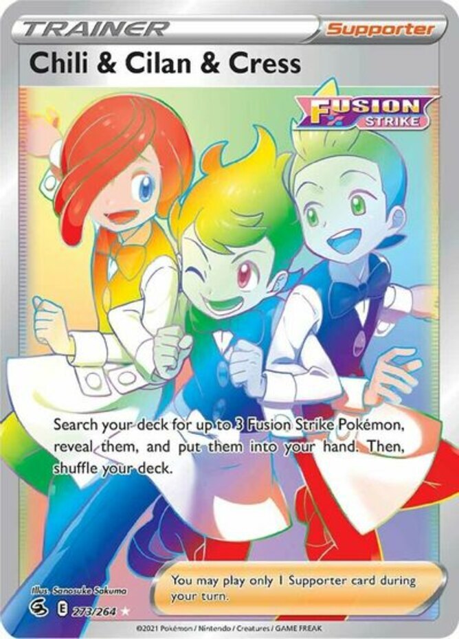 LP Pokemon Chili & Cilan & Cress - 273/264 - Secret Rare Lightly Played Fusion S
