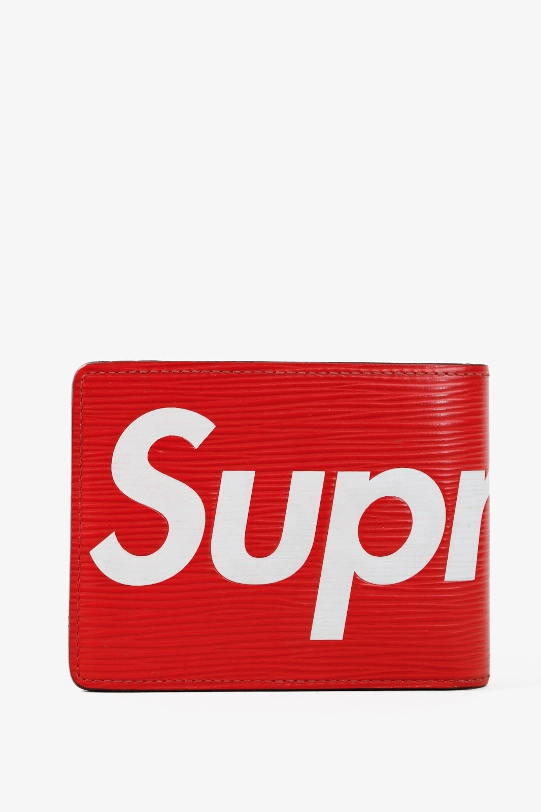 Portefeuille porte billets Louis Vuitton X Supreme mince rouge épi cuir