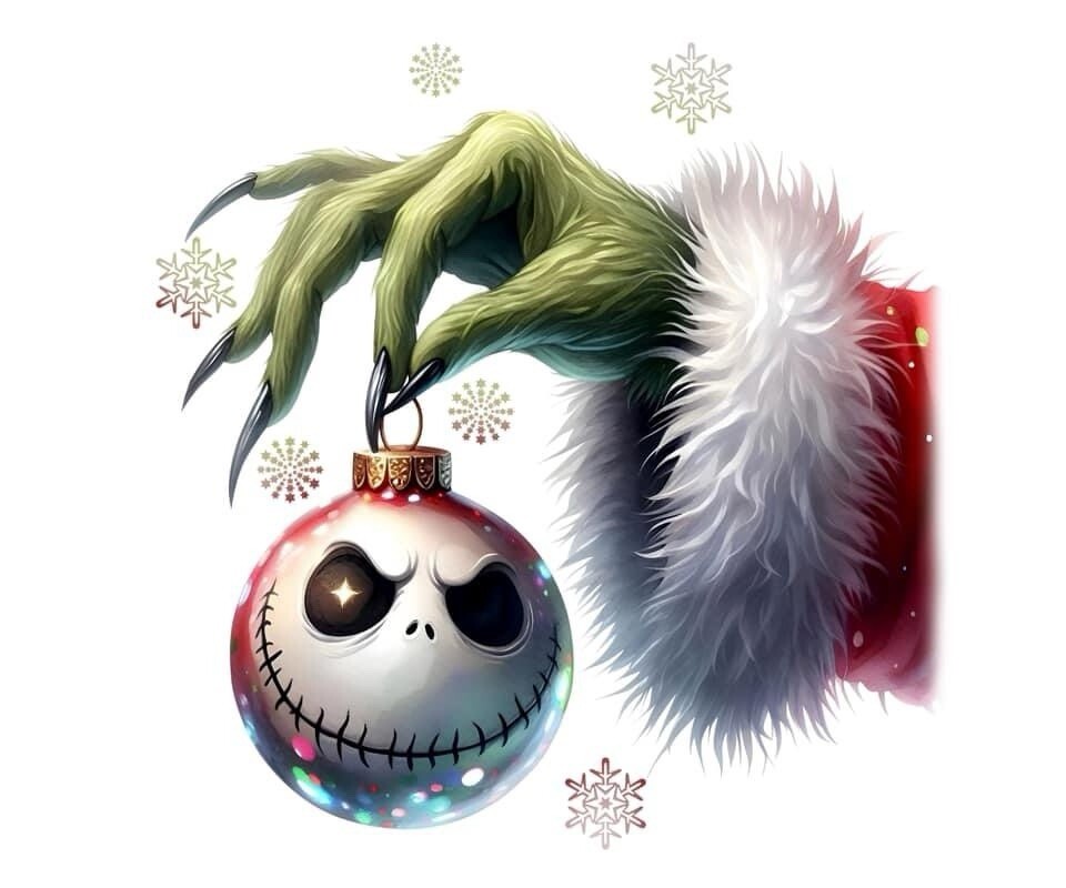 Grinch And Jack T-shirt, Christmas, Grinch holding Jack Skeleton XXL-Ash Gray