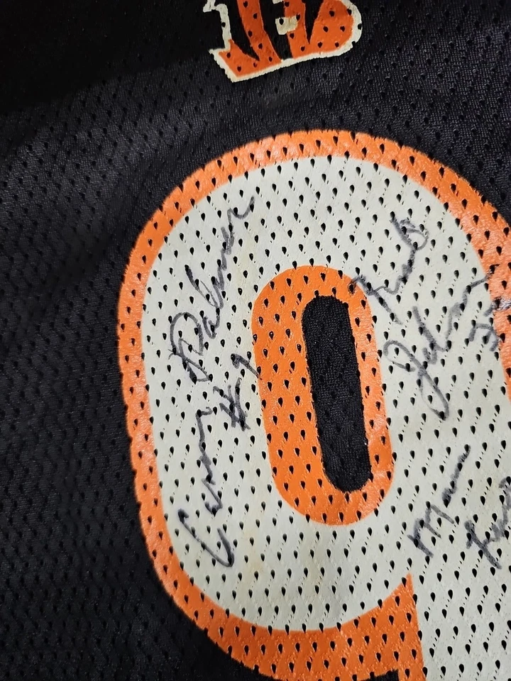 De colección Carson Palmer Youth XL Bengals Reebok Autografiado Palmer Johnson Lewis Foto 3 de 4