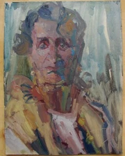 Ukrainian Oil Painting postimpressionism female Portrait old woman countess