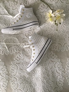 raritat converse all star hi stud gr 36 leder gold weiss nieten ebay