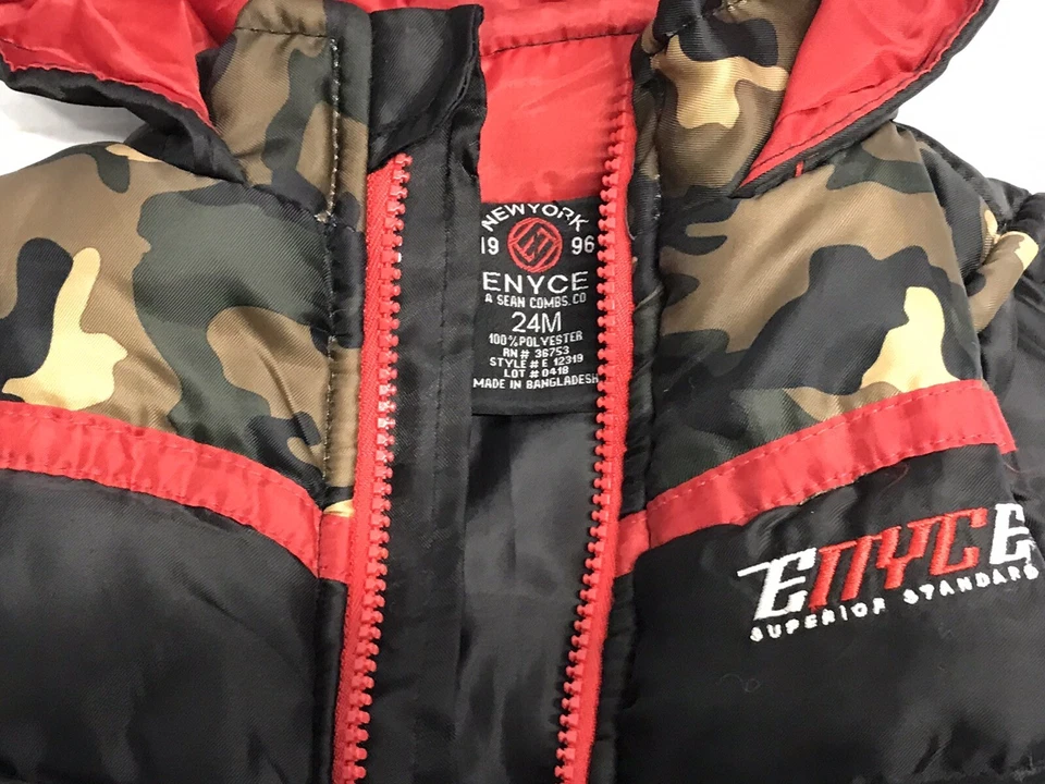 Colete com capuz masculino Enyce criança/bebê menino estampa camuflada tamanho 24 meses - Imagem 3 de 4