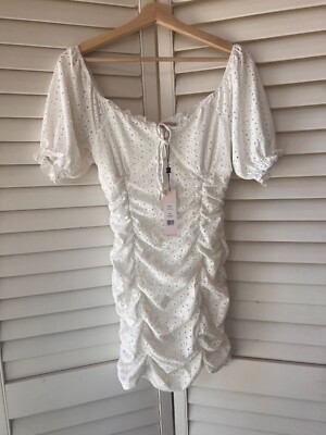 BCBGENERATION Women's Ruched Eyelet Mini Bodycon Dress BCBGeneration size 2  | eBay