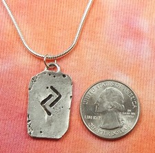 Jera Rune Necklace, Pewter Elder Futhark Runes Runic Pendant Jewelry chain nb