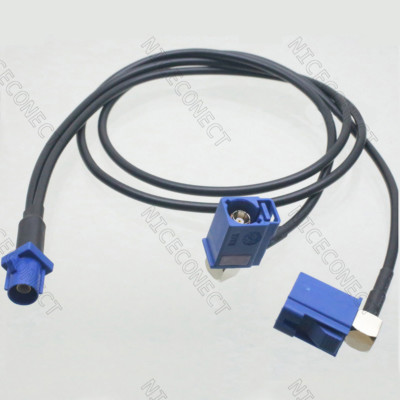 Fakra C Male Plug to 2x SMB Female 5005 RG174 Y Type Splitter Combined Cable 20''
