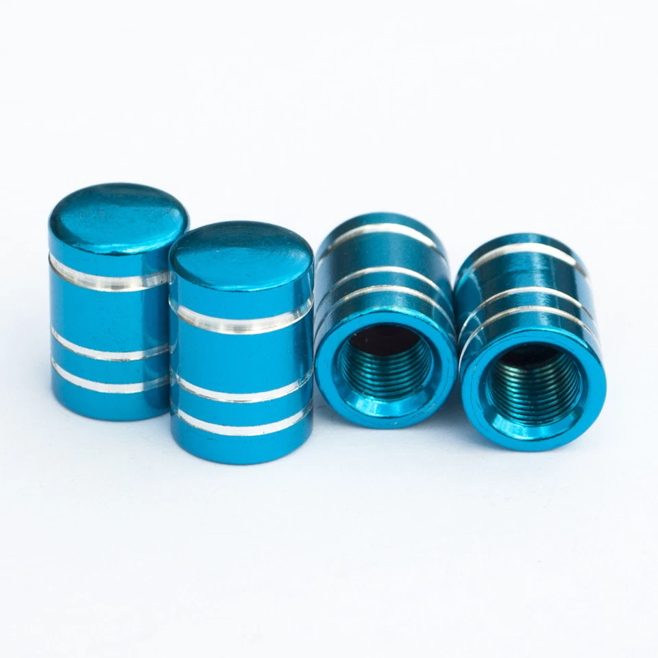 Conjunto de 4 tampas de válvula de pneu de veículo universal vedação anel de borracha redondo azul celeste poeira - Imagem 4 de 4