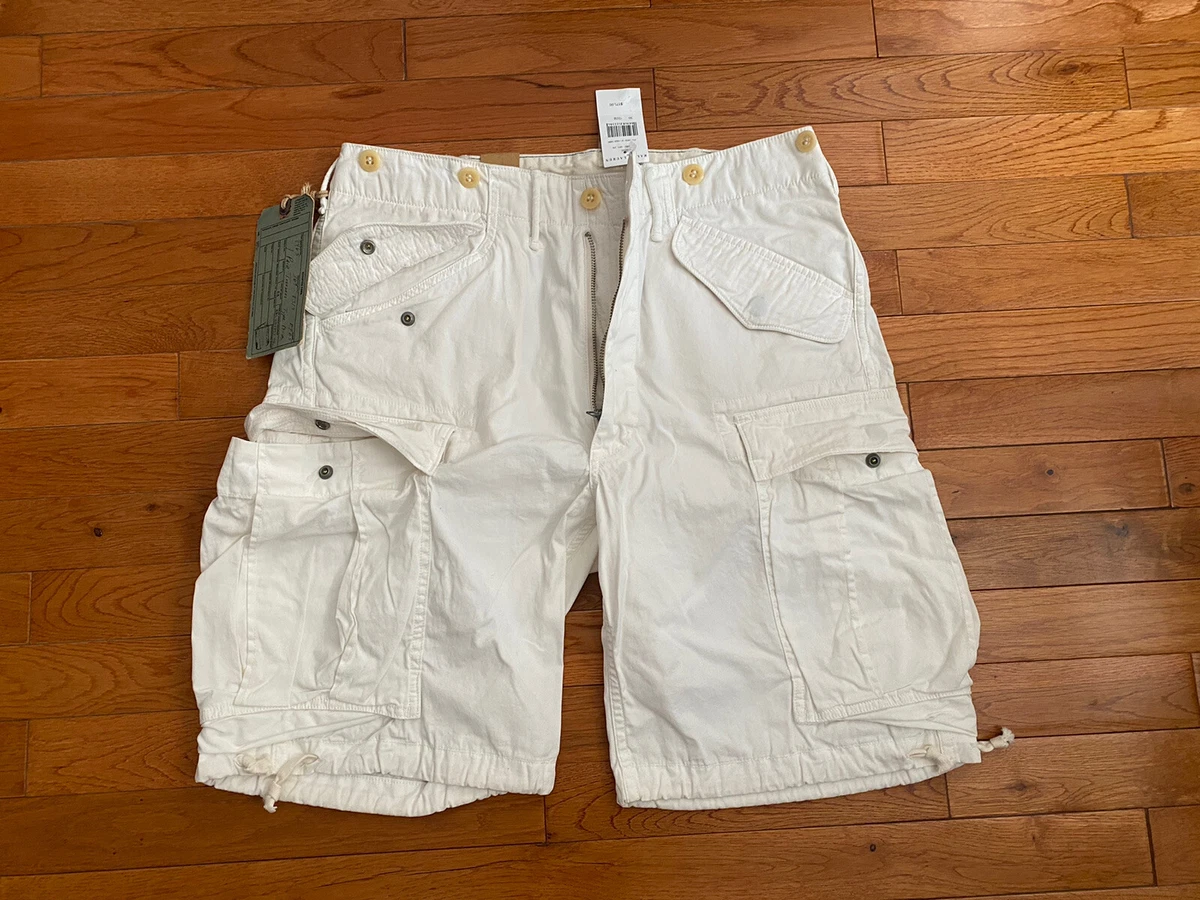 NWT RRL Double RL Ralph Lauren Men's White Military Cargo Short SZ