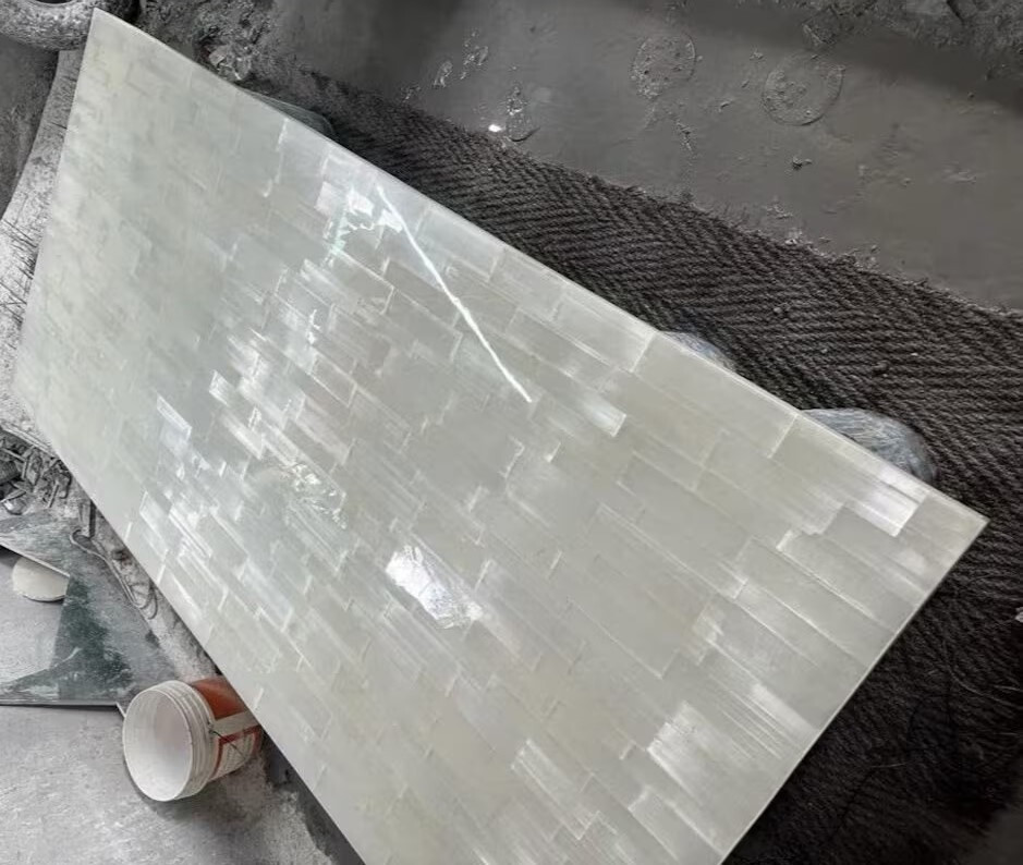 Natural Selenite Crystal Rectangle Kitchen Top Tables Unique Gemstone Art Decor