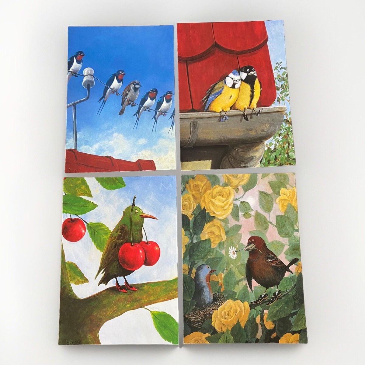 Postcard Art Birds Cherries Tree Shoes Rudi Hurzlmeier Germany Lot