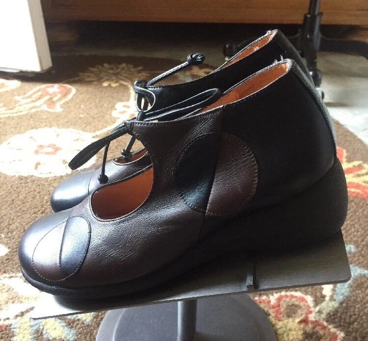 Corbata de Cuero Marrón/Negro Hispanitas Talla 37 O 6.5 Funky Artesanal ¡Como Nueva! Foto 2 de 4