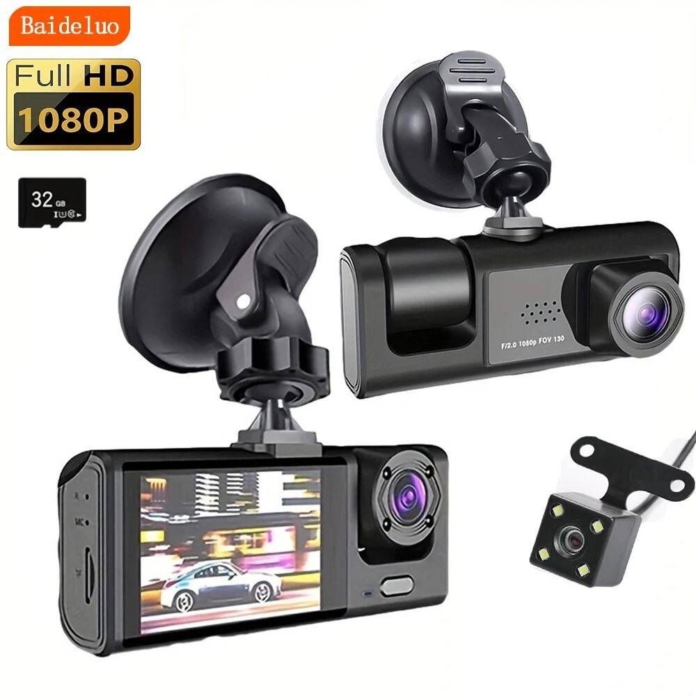 1080P Dual Dash Cam with IR Night Vision Loop Recording 32GB 2