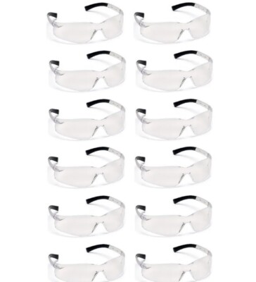 12 Pr NAPA Clear Safety Glasses Lens 99.9% UV Scratch Resistant W/RUBBER TEMPLE