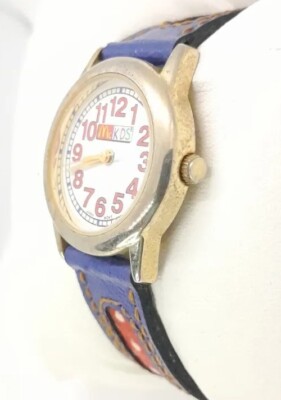 McDonald's 時計 Vintage McDonalds Mc Kids Watch 90s Gold Tone Case Blue Red