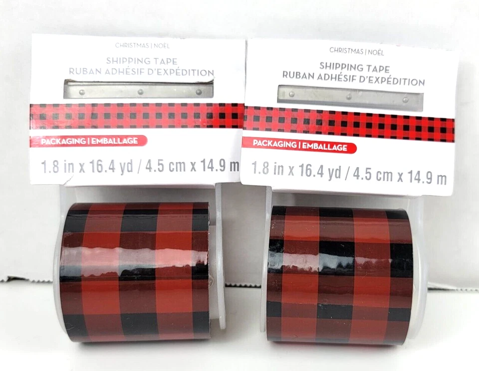 2 rollos de cinta de envío a cuadros de búfalo rojo negro de 1,8 pulgadas x 16,4 yardas artesanías navideñas Foto 2 de 4
