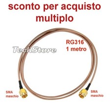 Cavo RF coassiale RG316 50ohm 1m con connettori SMA Maschio / SMA Maschio MM2