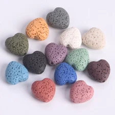 10pcs Heart Shape 14x13mm Natural Volcano Lava Stone Loose Crafts Beads DIY Lot