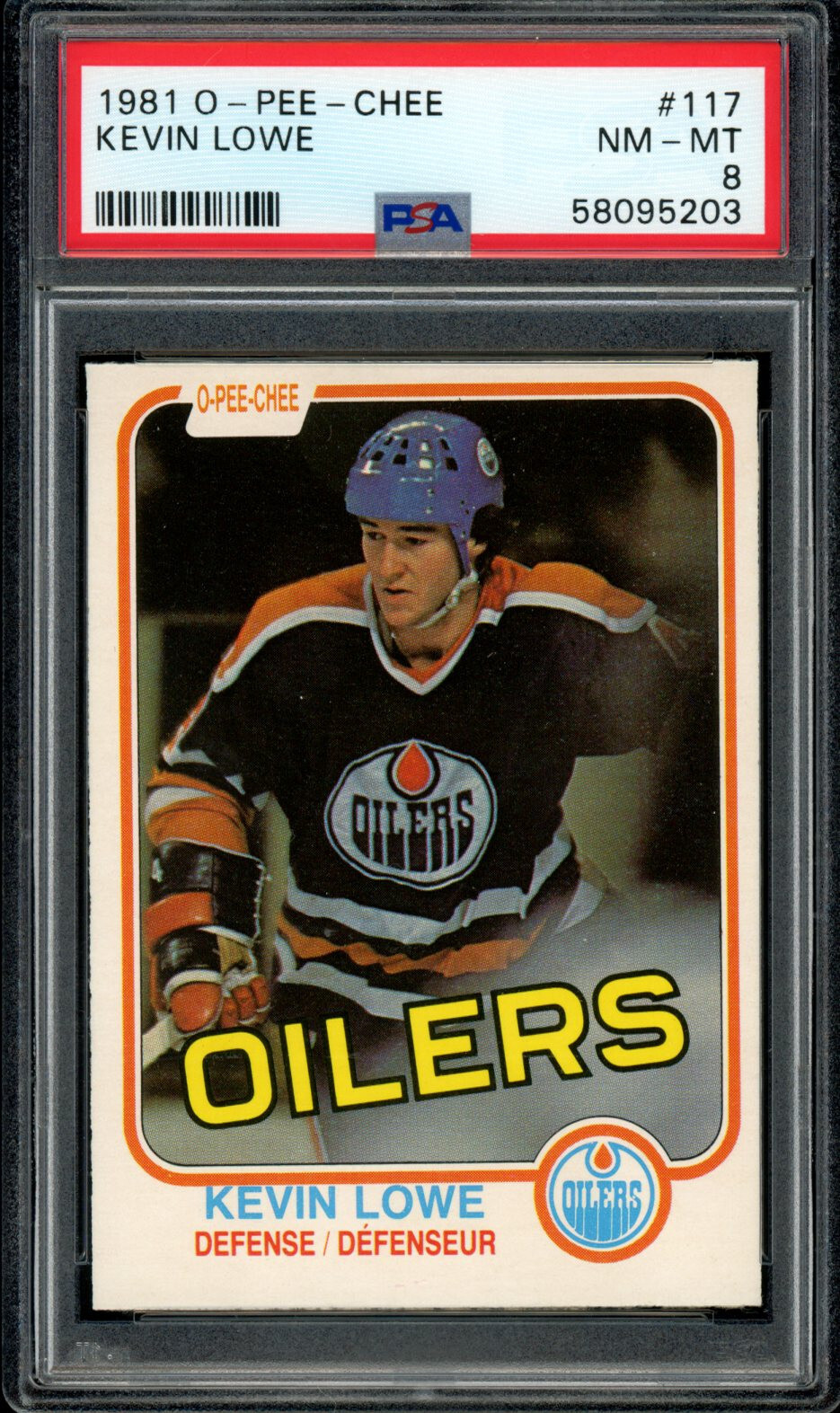 1981-82 OPC O PEE CHEE NHL #117 Kevin Lowe RC PSA 8 NM-MT Edmonton Oilers Rookie