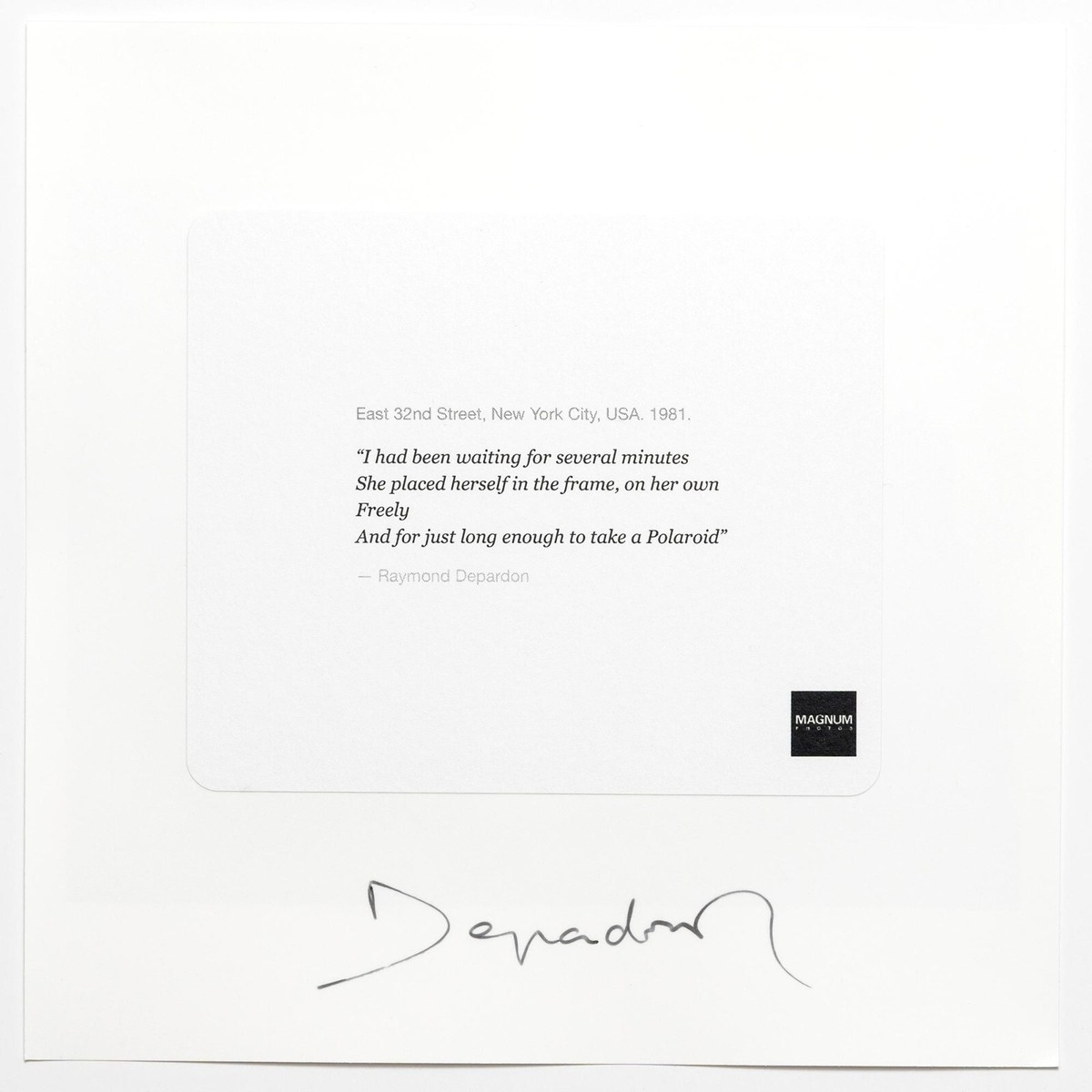 SIGNED Raymond Depardon Print - New York City, 1981. Rare