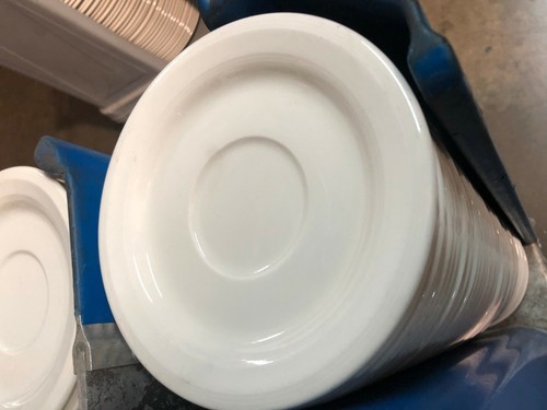 Used "Poker Chip" 6" Dessert Plates + Dish Cart with 8 Columns 