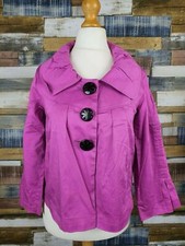 Vila Ladies Magenta Cotton Blend Long Sleeved 'tree Jacket' Size Xs