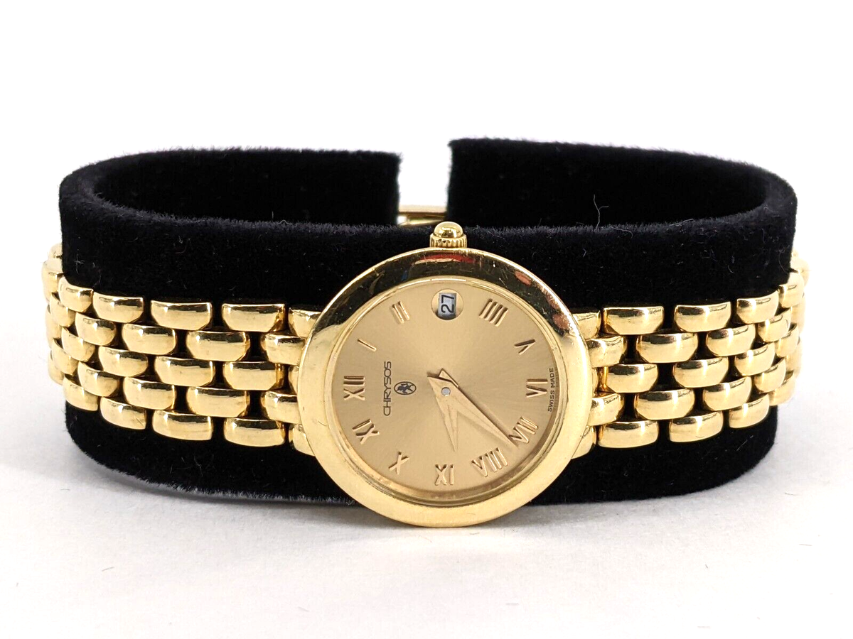 Vintage Chrysos Ladies 18KT Gold Watch 22mm | eBay