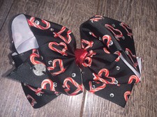 JoJo Siwa Christmas holiday candy cane hair bow black red rhinestone