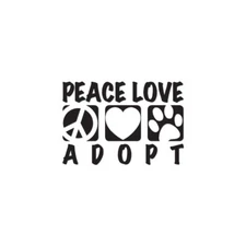 Peace Love Adopt Paw - Vinyl Decal Sticker - Multiple Colors & Sizes - ebn3131