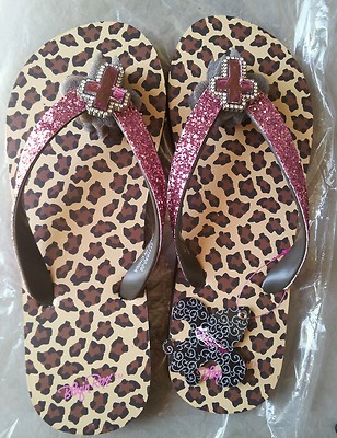 New Sz9 BLAZIN ROXX Brown & Pink Cheetah-Print Leather FLIP-FLOP, Western Style!