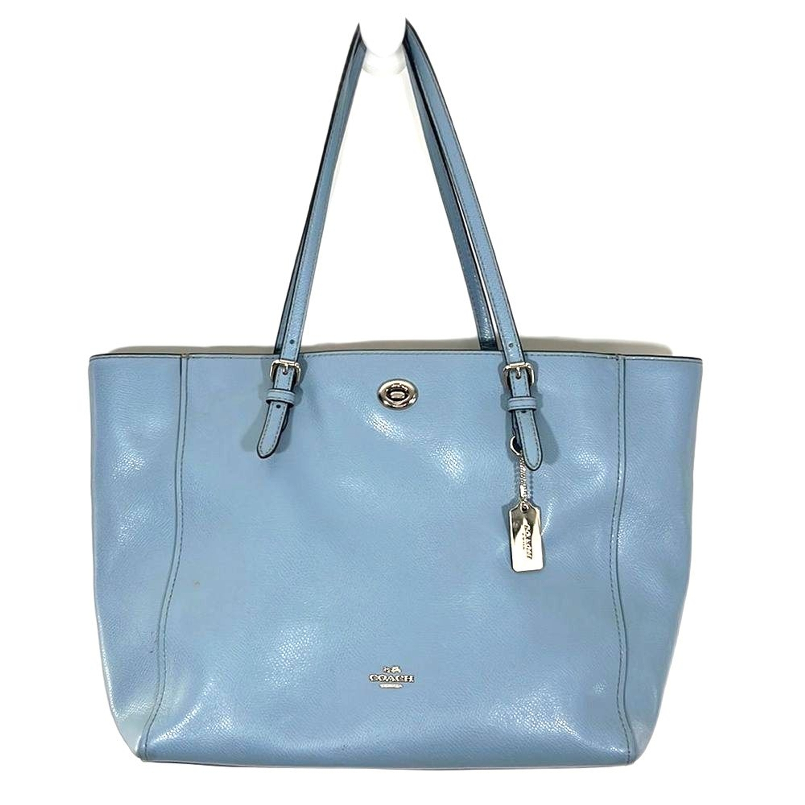 Coach Crossgrain Leather Laptop Tote Baby Blue Gem