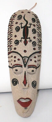 Wandmaske Geko Maske -Afrika,Indien H-33cm B-10cm-Handarbeit - Bild 1 von 2