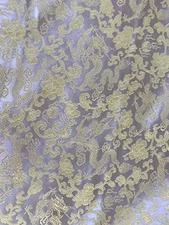 Silver Gold Dragon Brocade Fabric 60” Width Sold By The Yard