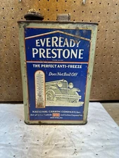 EARLY EVEREADY PRESTONE ANTIFREEZE CAN GALLON CAN *empty*
