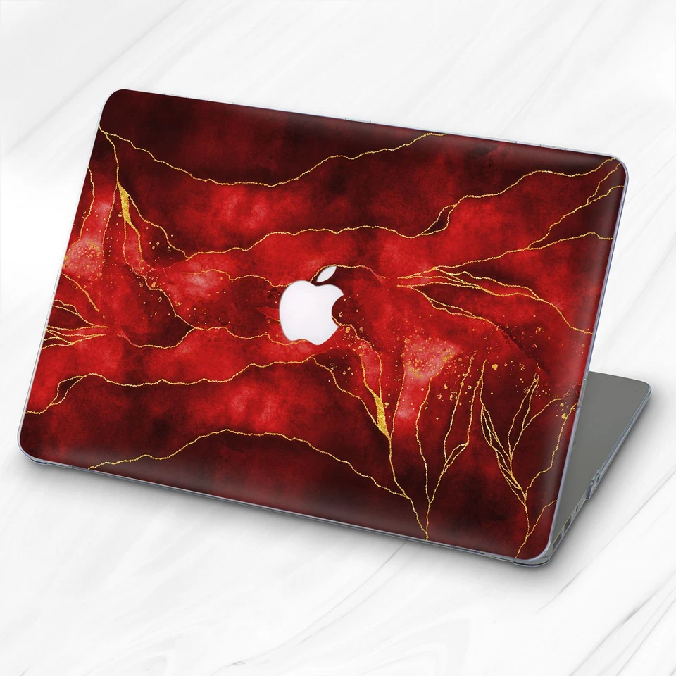 Estuche rígido Bloody Red Marble Golden Line para Macbook Air 13 Pro 16 13 14 15 Foto 2 de 4