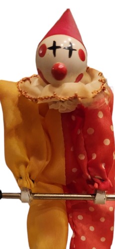 Balancing clown rocking toy spinning circus trapeze vintage metal 5” - Picture 2 of 2