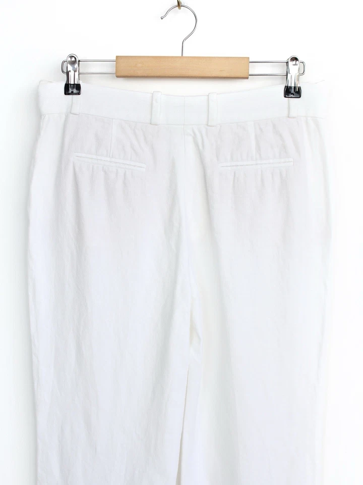 Pantalón Loro Piana Mujer 100% Lino Blanco, Talla 42 Foto 4 de 4
