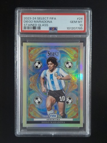 2023-24 Panini Select FIFA DIEGO MARADONA Stained Glass SSP Argentina #24 PSA 10