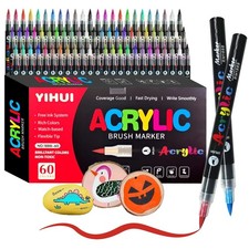 12-60 Farben Acrylfarbe Marker Stifte Pinsels...