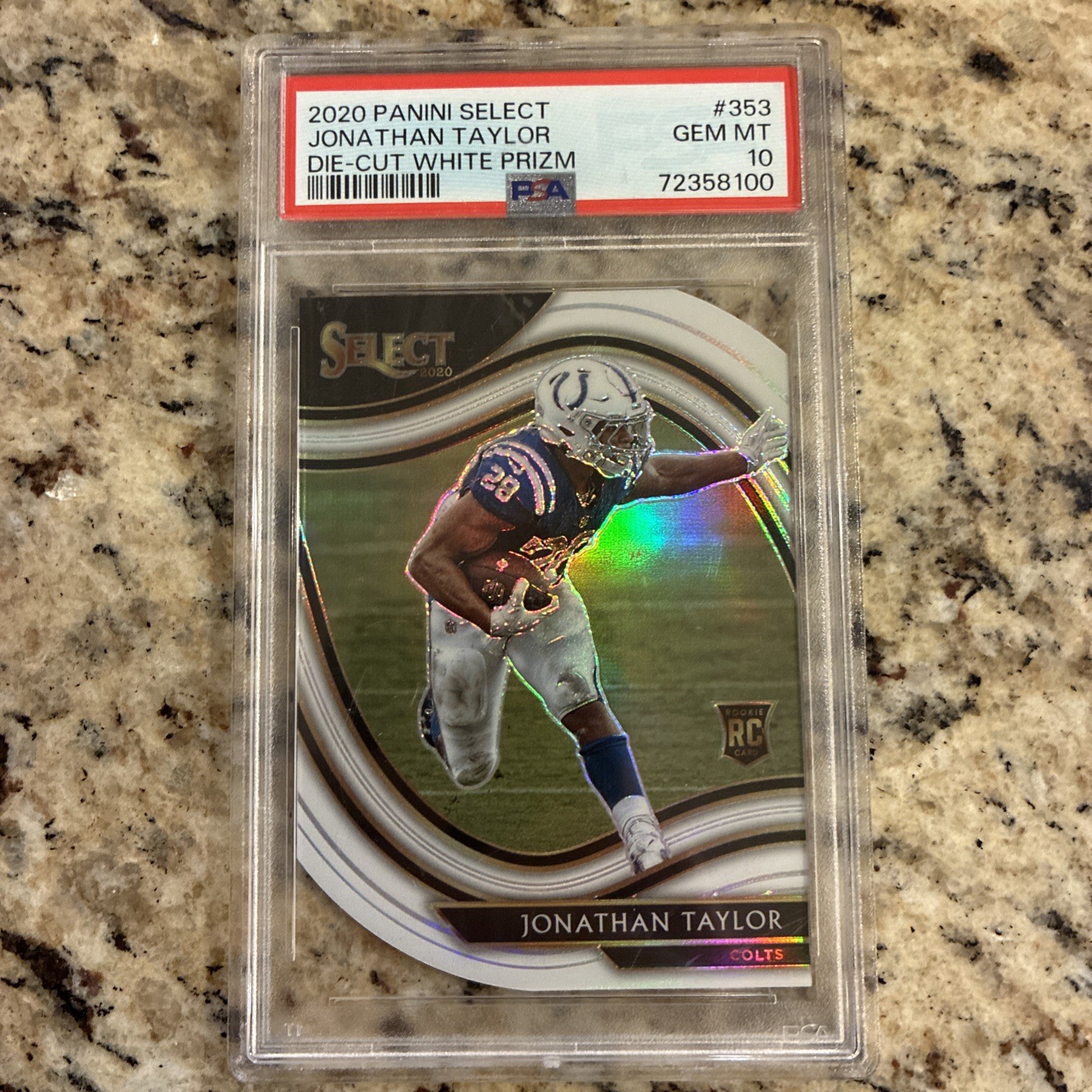 2020 Select Field Level White Prizm Die-Cut #353 Jonathan Taylor PSA 10 Rookie