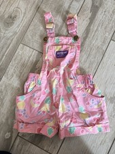 Vintage OshKosh Bgosh Vestbak Overalls Girls Pink Fruits Print 3T Union USA