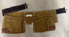 Vintage Carpenter Apron Suede Leather Tool Belt 11 Pockets Tan Color