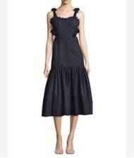 REBECCA TAYLOR Sleeveless Cotton Cutout Midi Dress In Dark Navy Sz 0