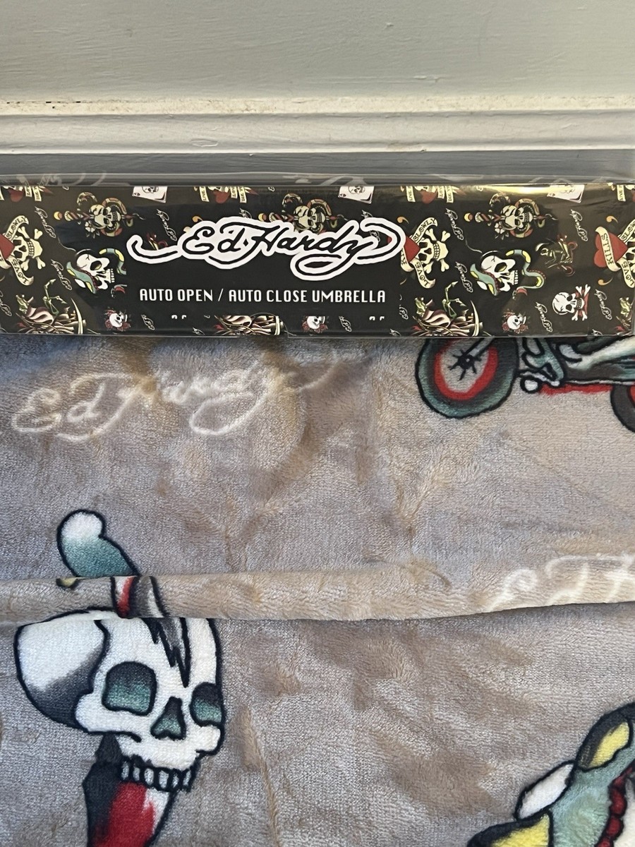 Ed Hardy Tattoo Love Kills Slowly Black Auto Open Close Compact