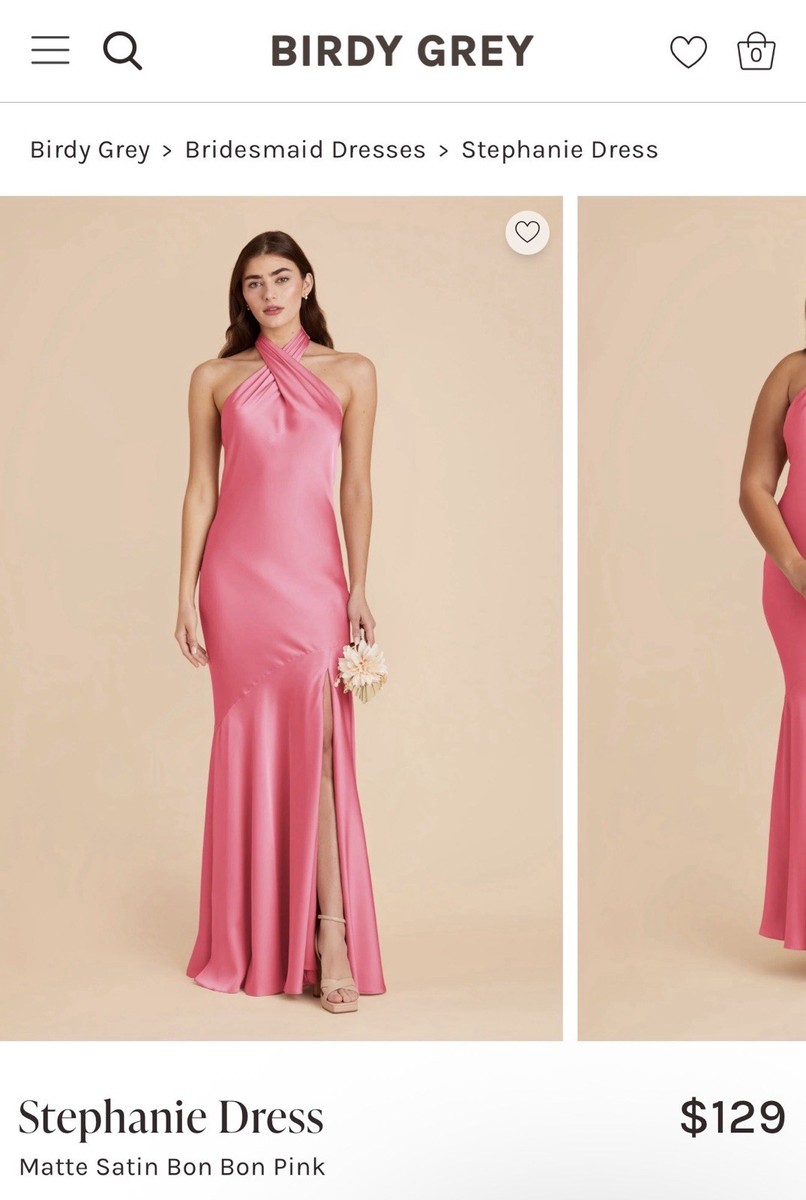 Birdy Grey Stephanie Bridesmaid Dress, Matte Satin, Bon Bon Pink,  Sleeveless | eBay